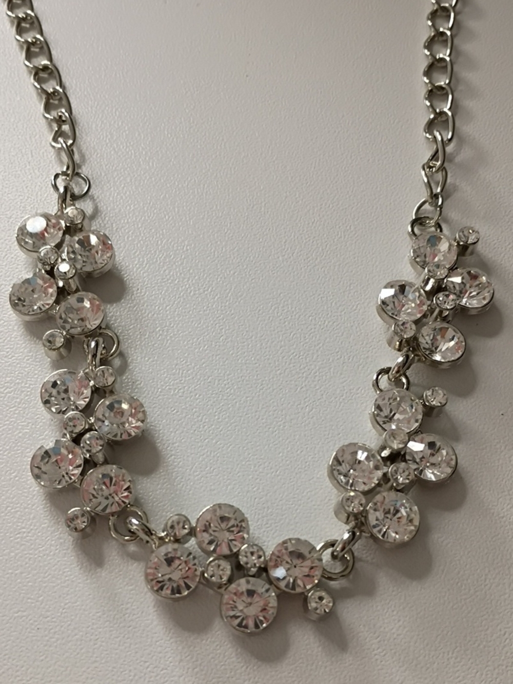 Crystal Cluster Silver-Tone Necklace - Elegant Sparkle